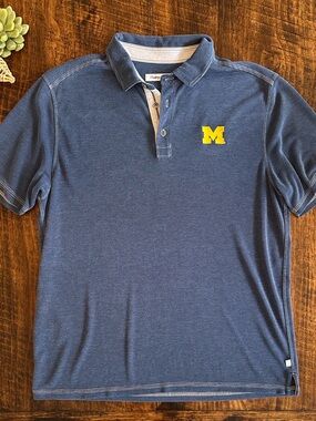 Tommy Bahama | University of Michigan Wolverines Blue Polo Shirt, Size L